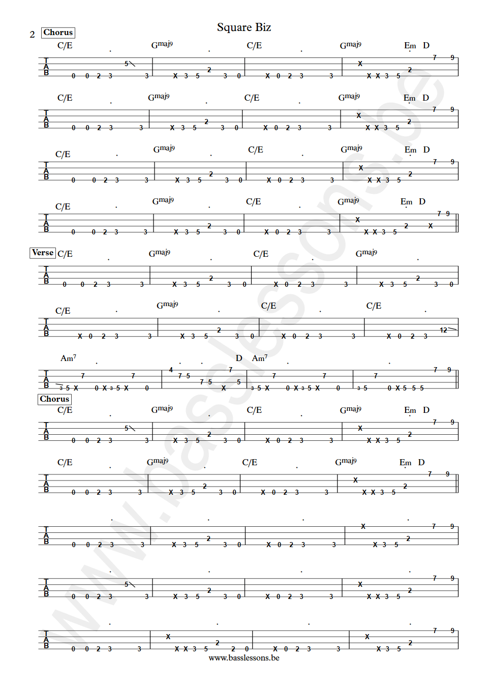 Teena Marie Square Biz Allen McGrier bass tab part 2