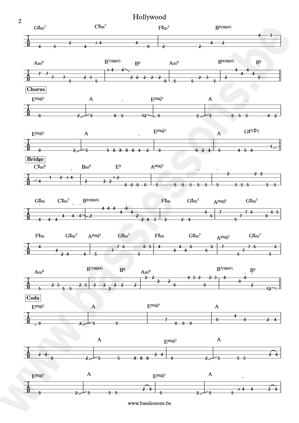 Rufus and Chaka Khan Hollywood Bobby Watson bass tab part 2