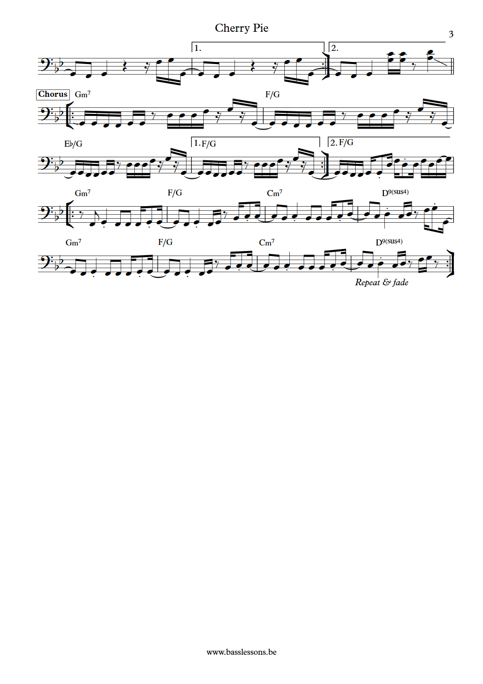 Sade Cherry Pie Paul S. Denman Bass Transcription part 3