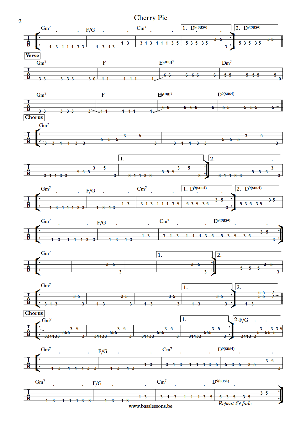 Sade Cherry Pie Paul S. Denman Bass Tab part 2