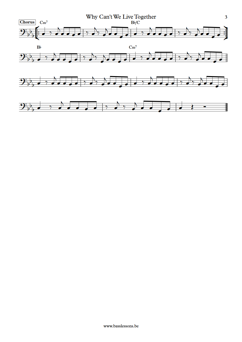 Sade Why Can't We Live Together Paul S. Denman Bass Transcription part 3