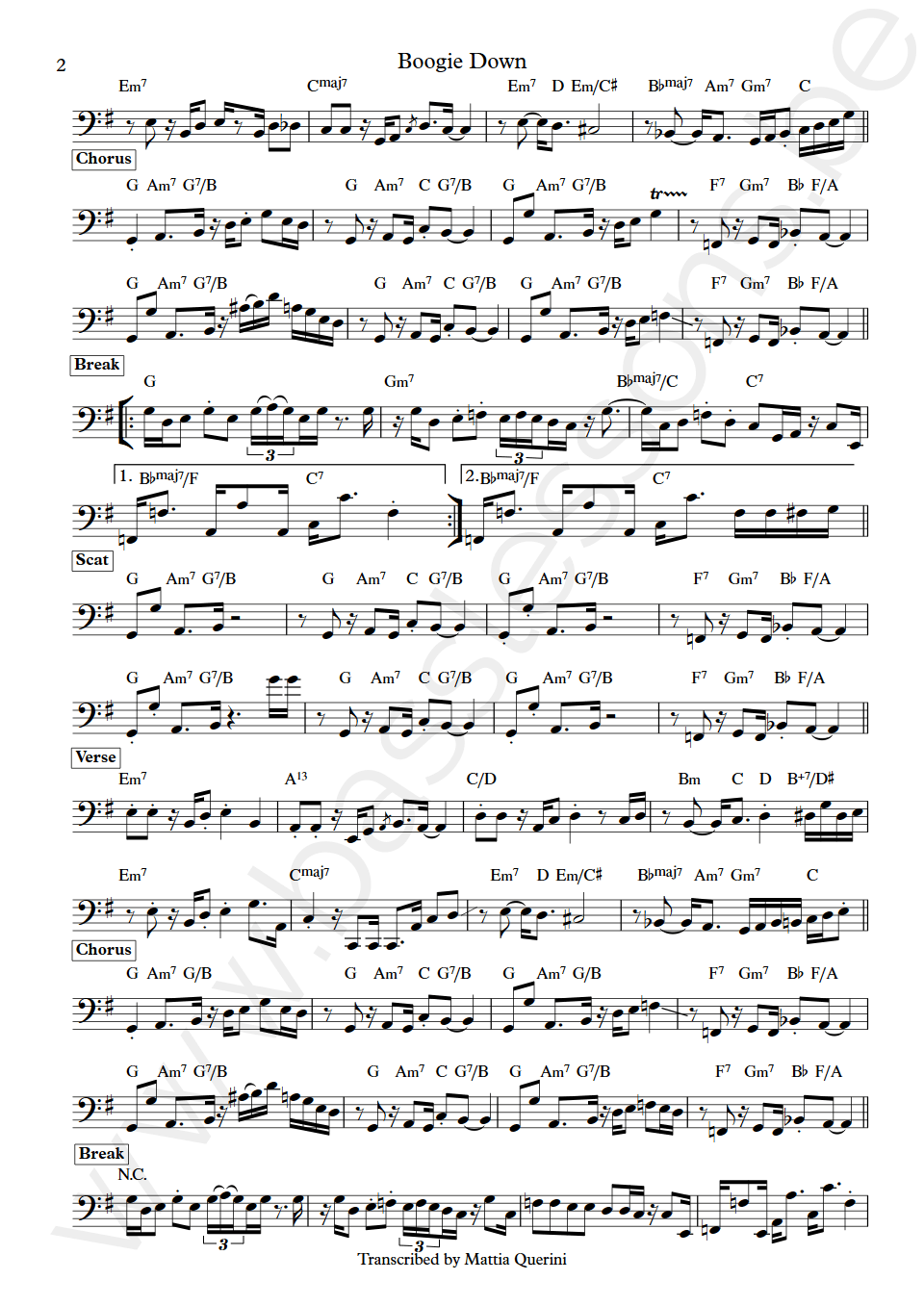 Al Jarreau Boogie Down Nathan East Bass Transcription part 2