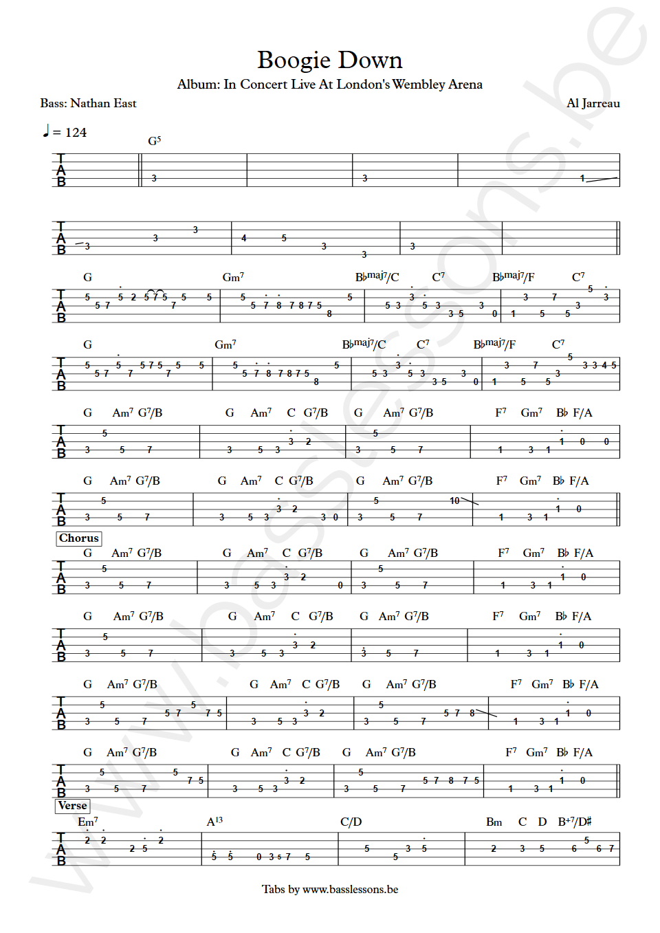 Al Jarreau Boogie Down Nathan East Bass Tab