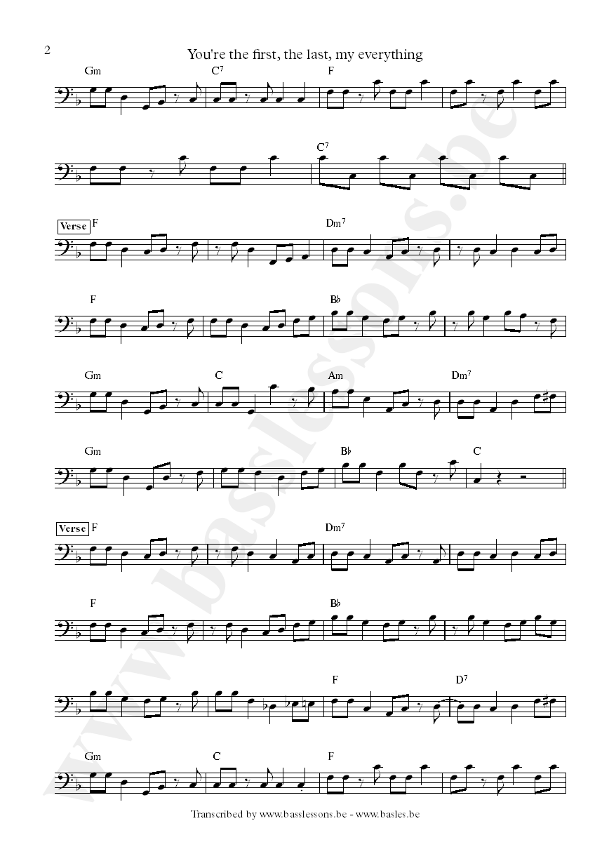 You're the first, the last, my everything - bass transcription