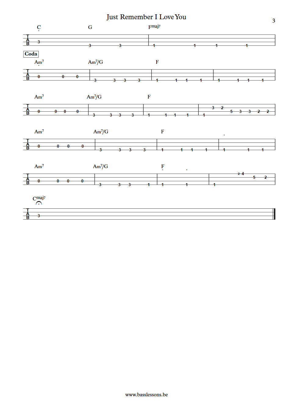 Firefall Just Remember I Love You Mark Andes Bass Tab part 3