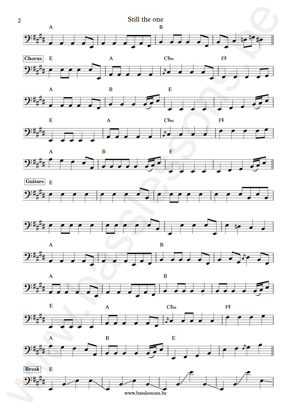 Orleans Still the one Lance Hoppen Bass Transcription part 2