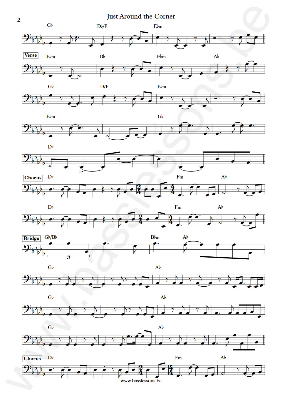 Cock Robin Just Around the Corner Peter Kingsbery Bass Transcription part 2