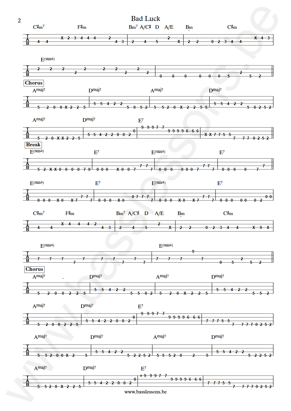 Harold Melvin and the Blue Notes Bad Luck Ronnie Baker Bass Tab part 2