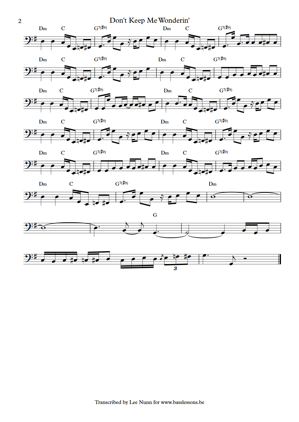 The Allman Brothers Band Dont keep me wonderin Berry Oakley Bass Transcription part 2