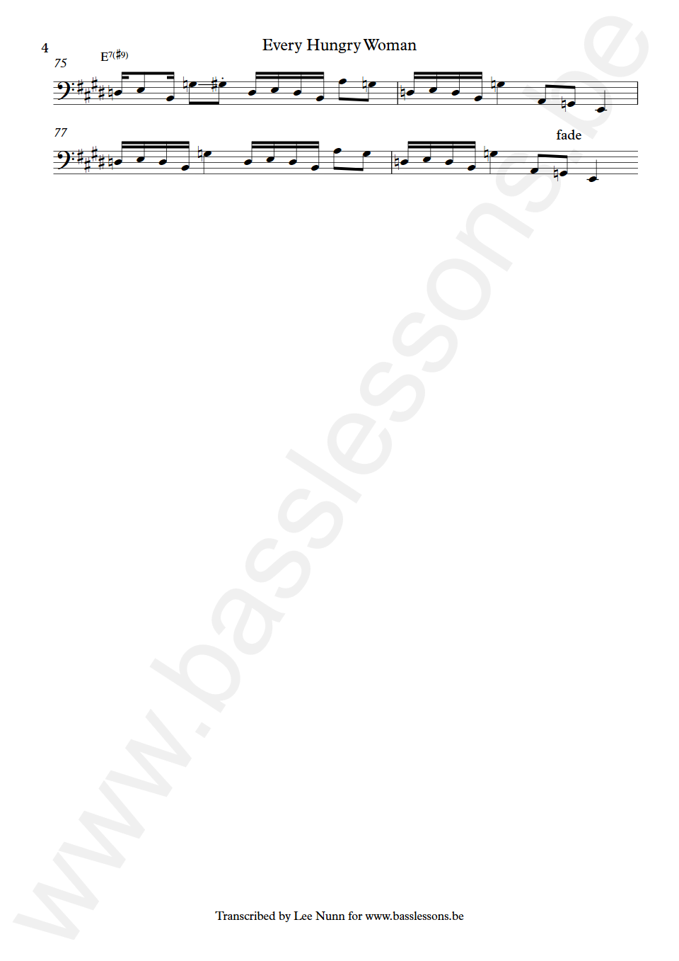 The Allman Brothers Band Every hungry woman Berry Oakley Bass Transcription part 4