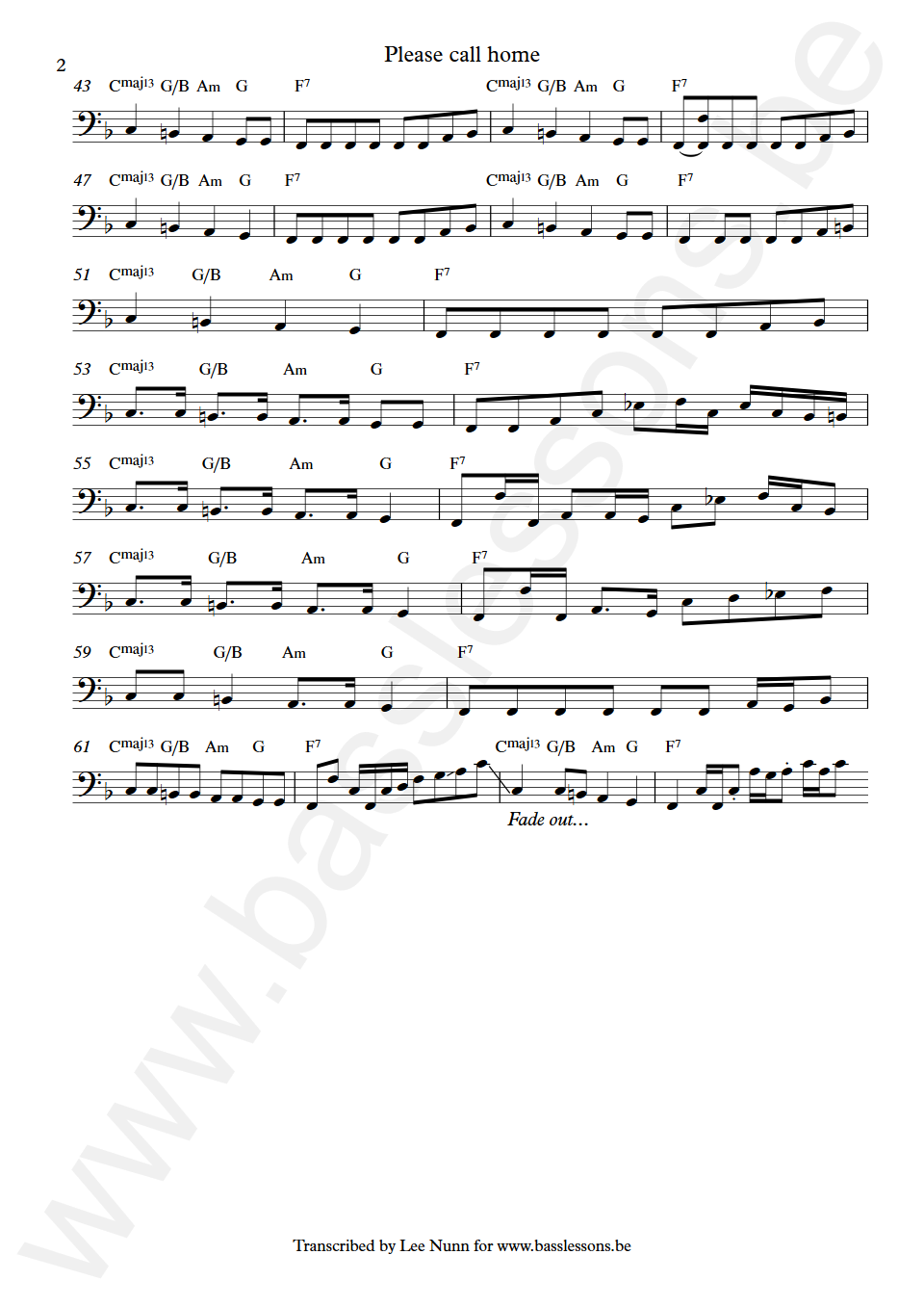 The Allman Brothers Band Please Call Home Berry Oakley Bass Transcription part 2