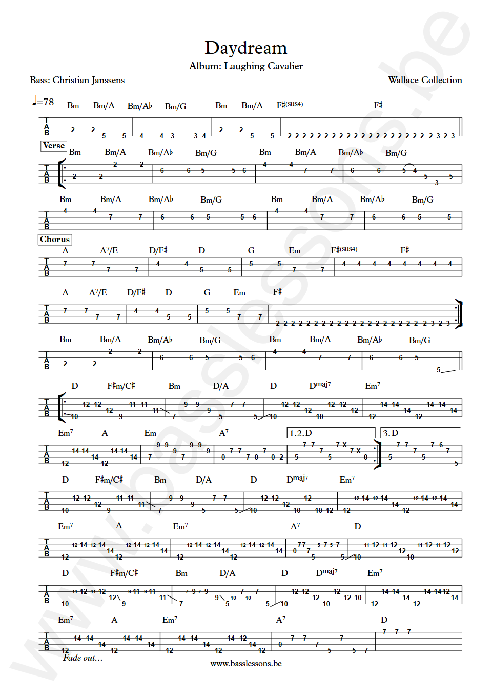 Wallace Collection Daydream Christian Janssens Bass Tab