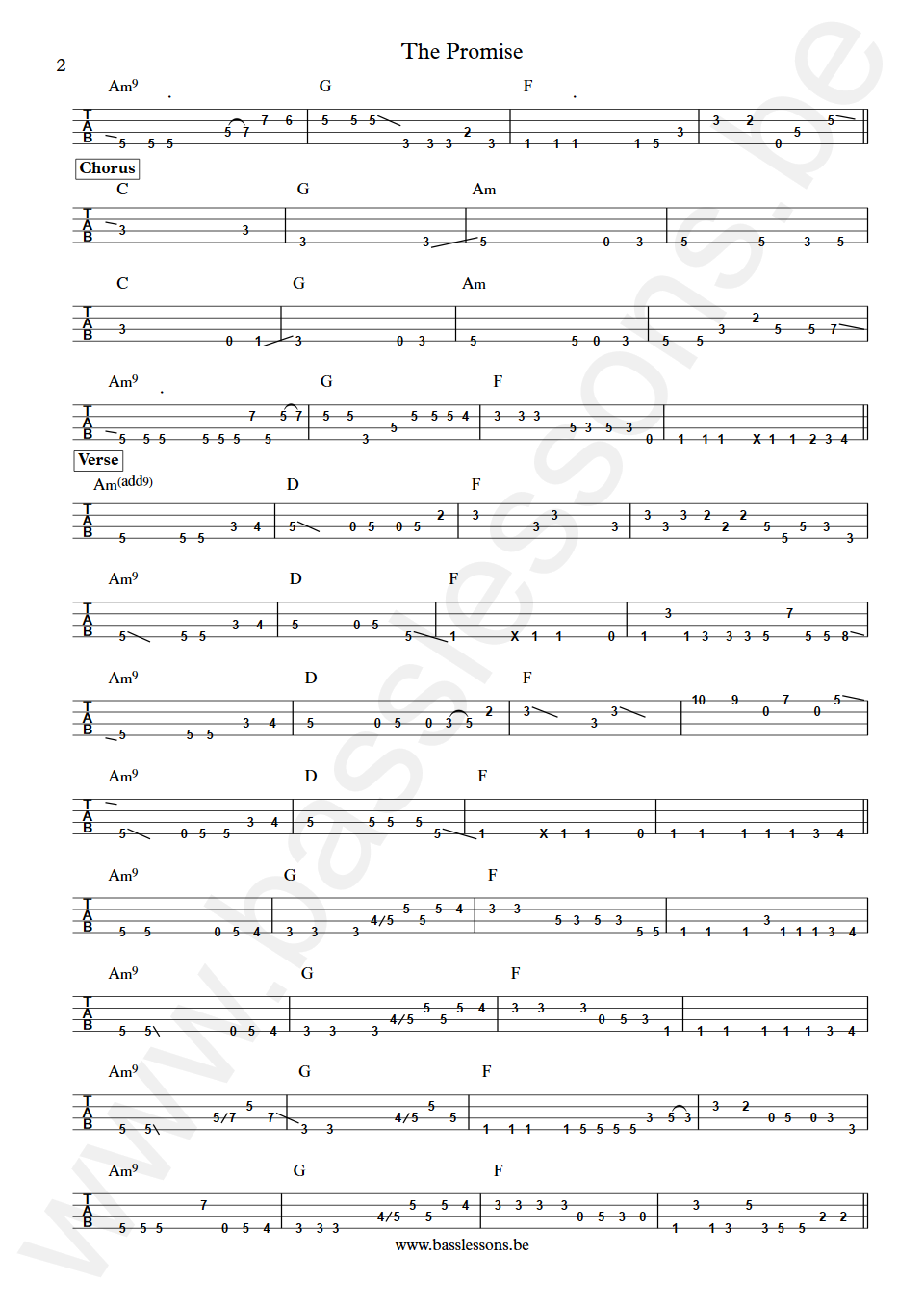 Arcadia The promise Mark Egan Bass Tab part 2