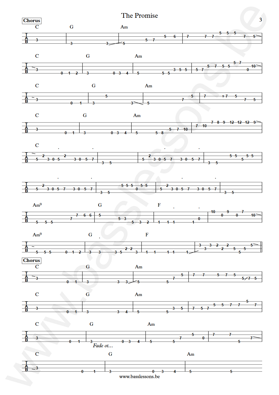 Arcadia The promise Mark Egan Bass Tab part 3