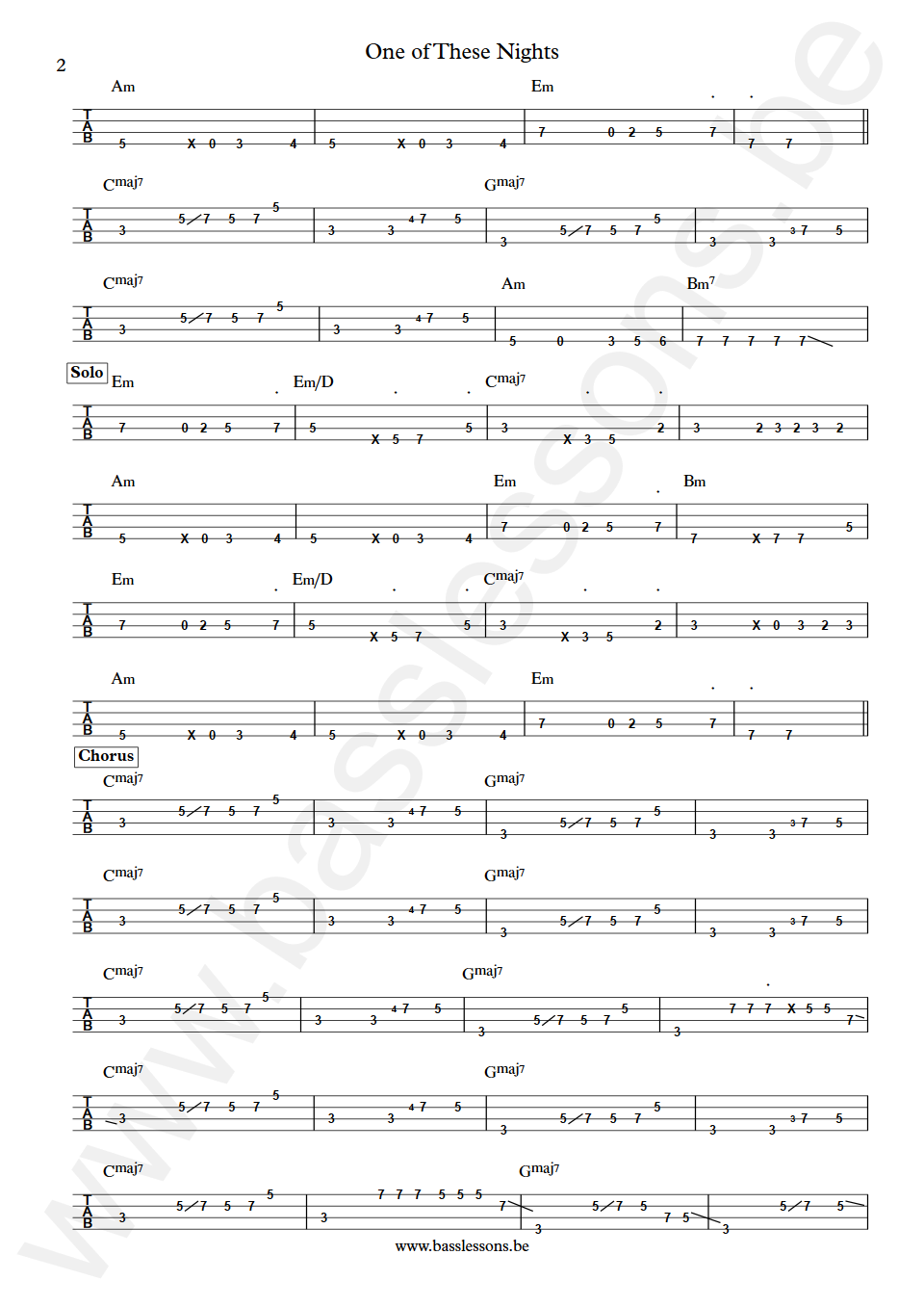 The Eagles One of These Nights Randy Meisner Bass Tab part 2