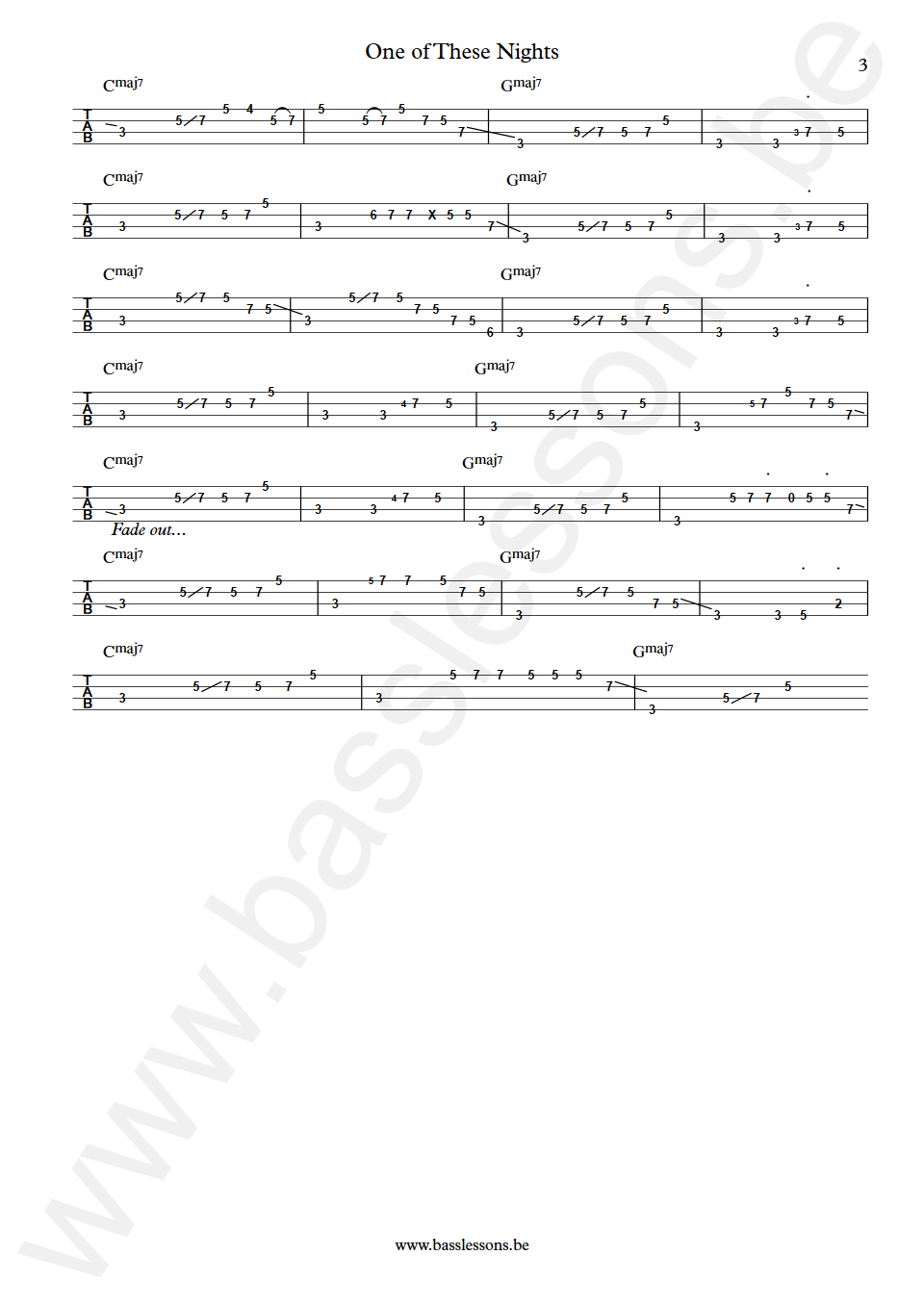 The Eagles One of These Nights Randy Meisner Bass Tab part 3