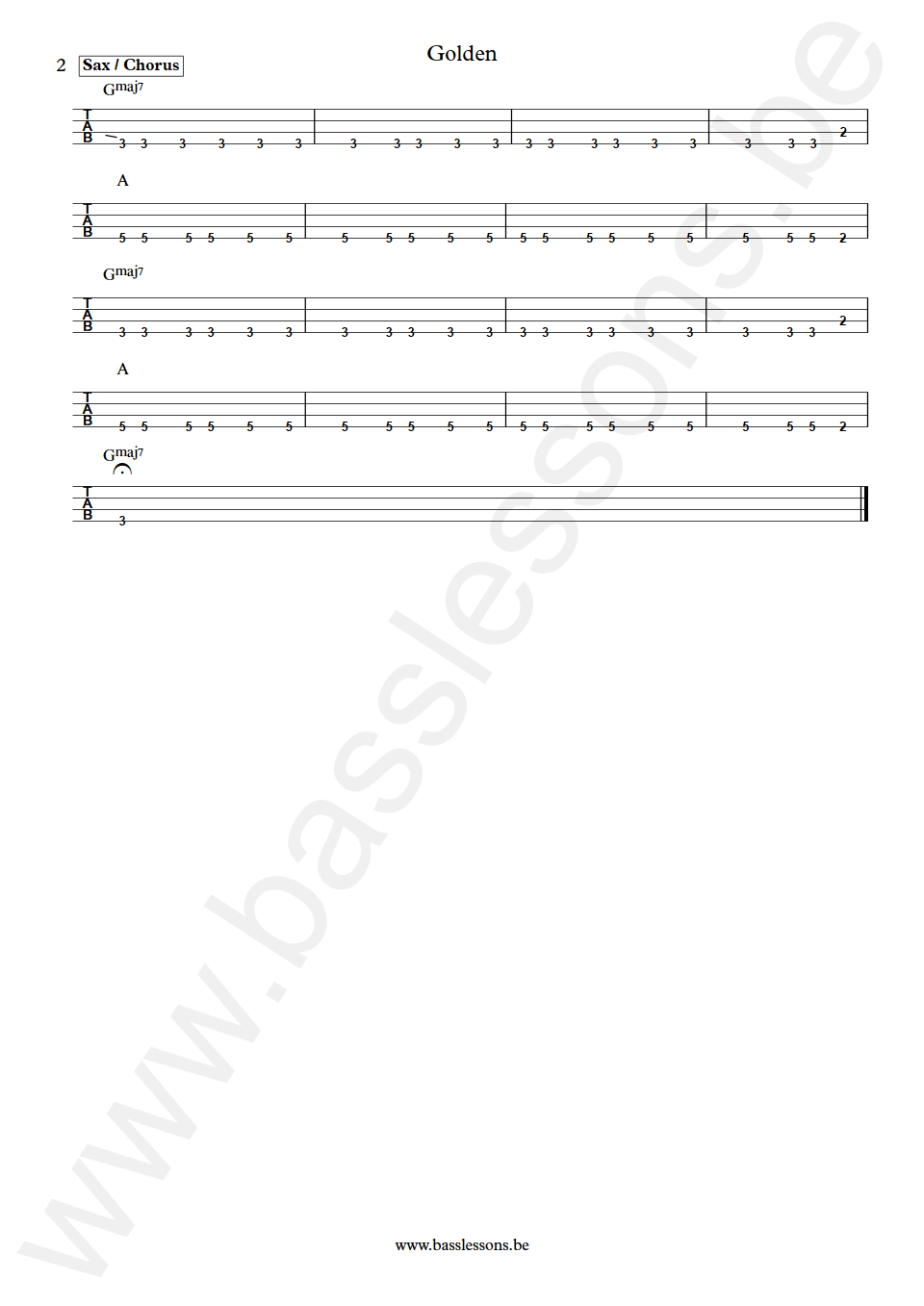 Cannons Golden Paul Davis Bass Tab part 2