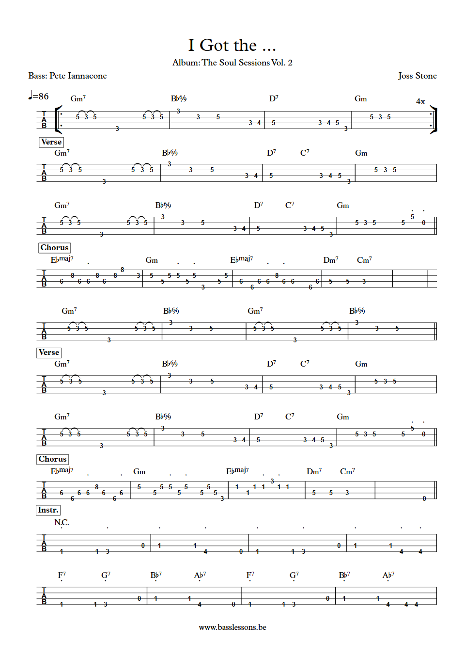 Joss Stone I got the... : Pete Iannacone Bass Tab