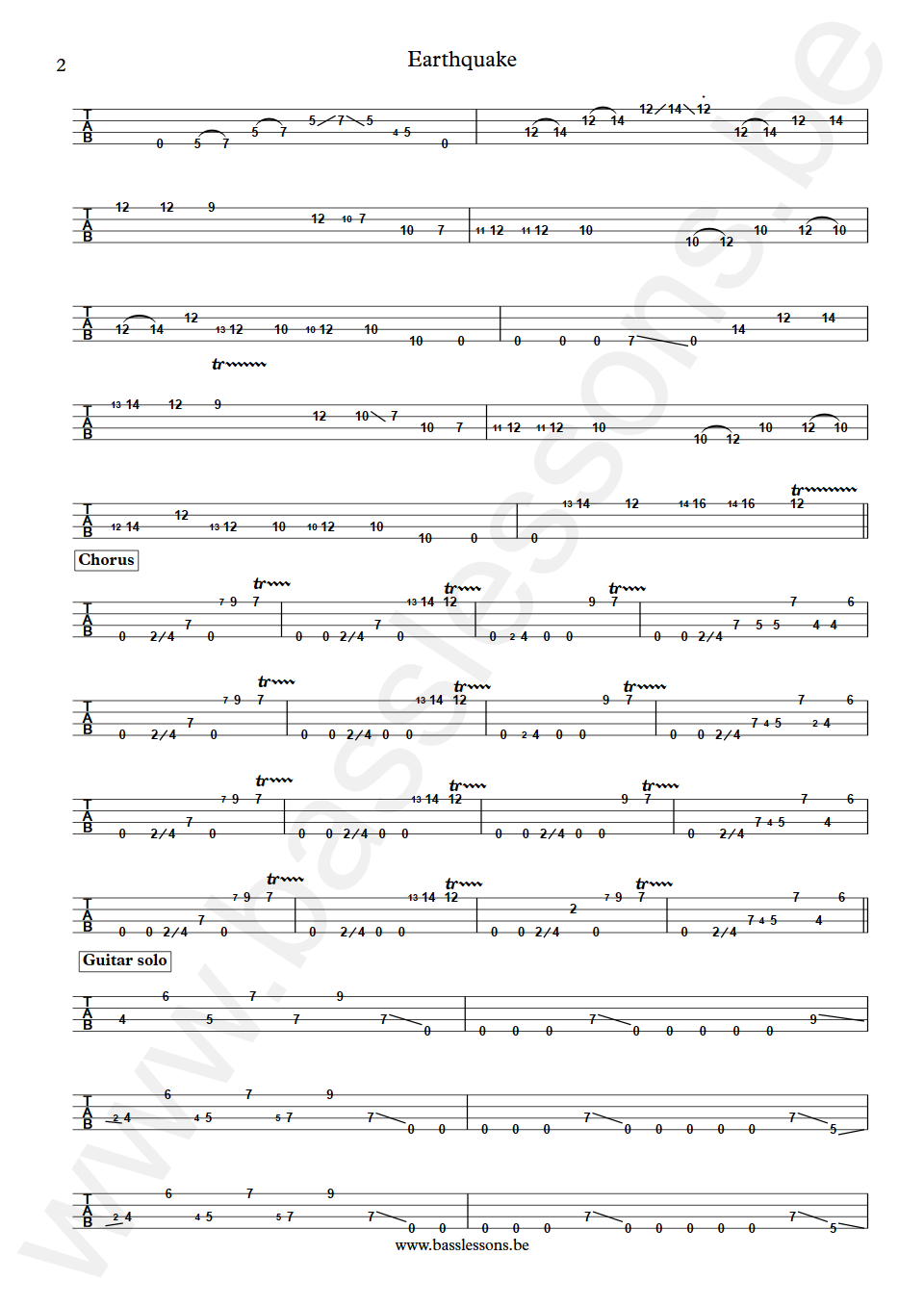 Graham Central Station Earthquake Larry Graham Bass Tab part 2