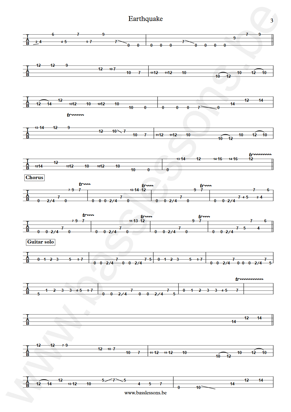 Graham Central Station Earthquake Larry Graham Bass Tab part 3