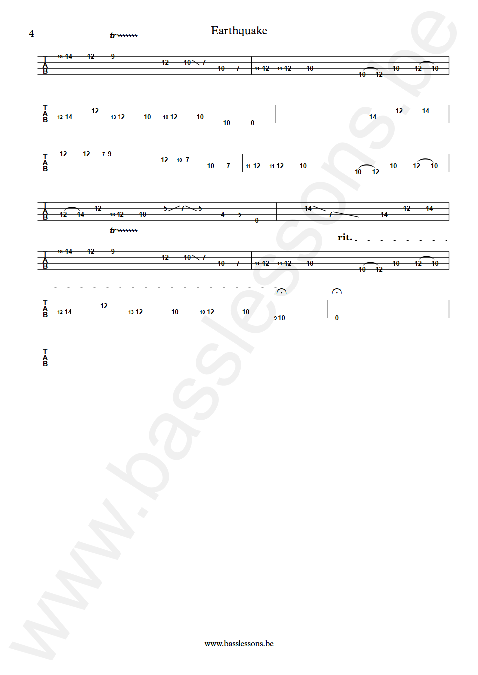 Graham Central Station Earthquake Larry Graham Bass Tab part 4