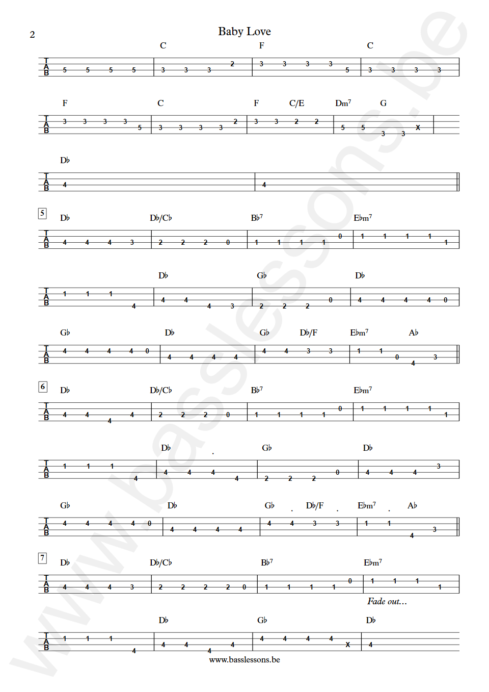 The Supremes Baby Love James Jamerson Bass Tab part 2