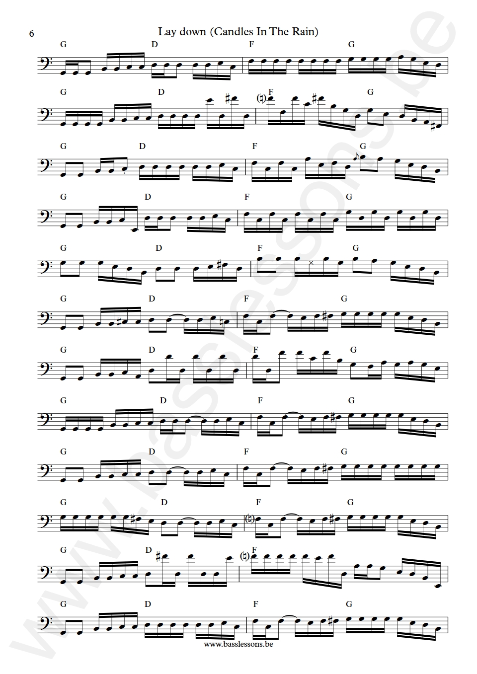 Melanie & The Edwin Hawkins Singers Lay down (Candles In The Rain) Herbie Flowers Bass Transcription part 6