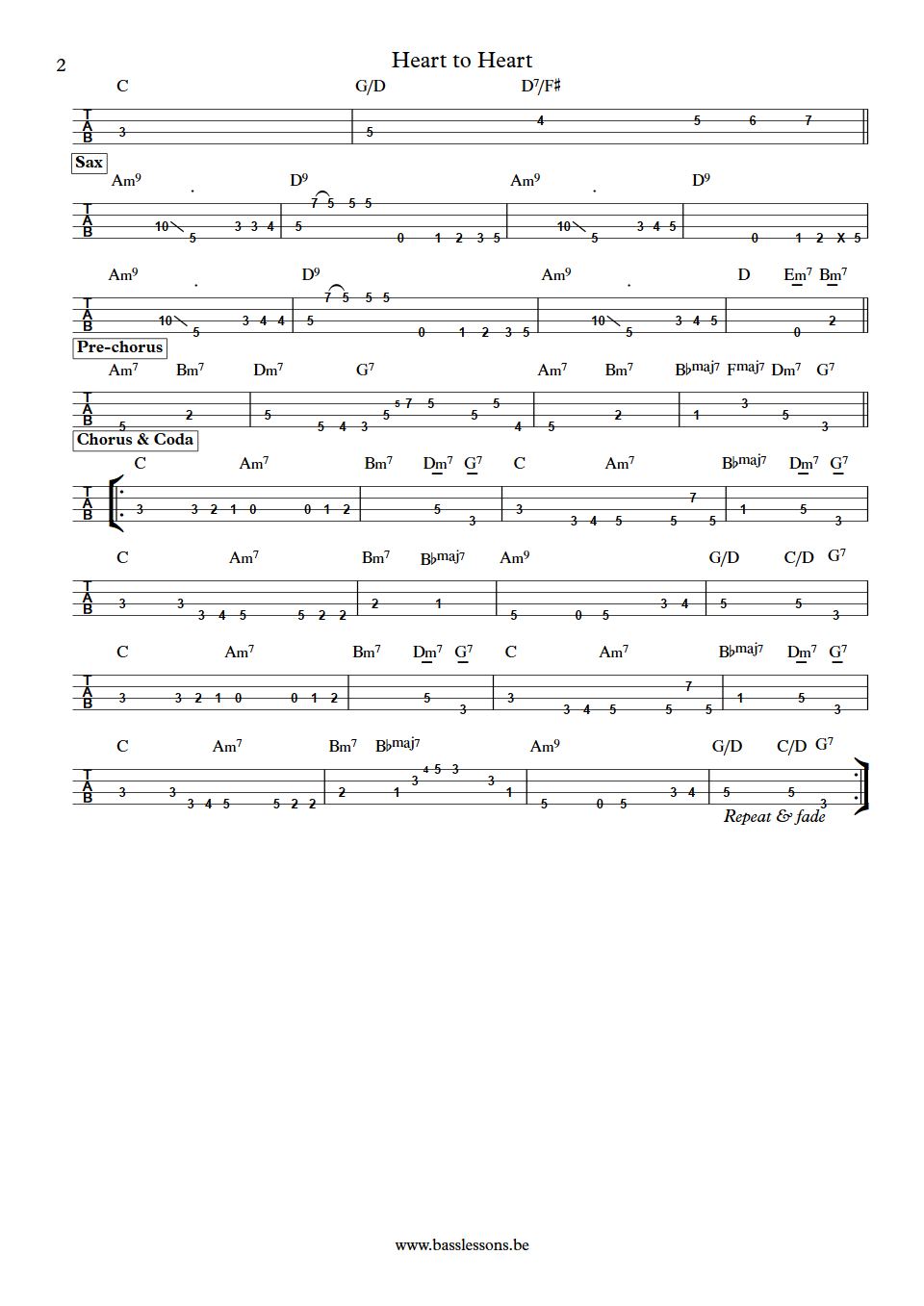 Kenny Loggins Heart to Heart Derek Jackson Bass Tab part 2