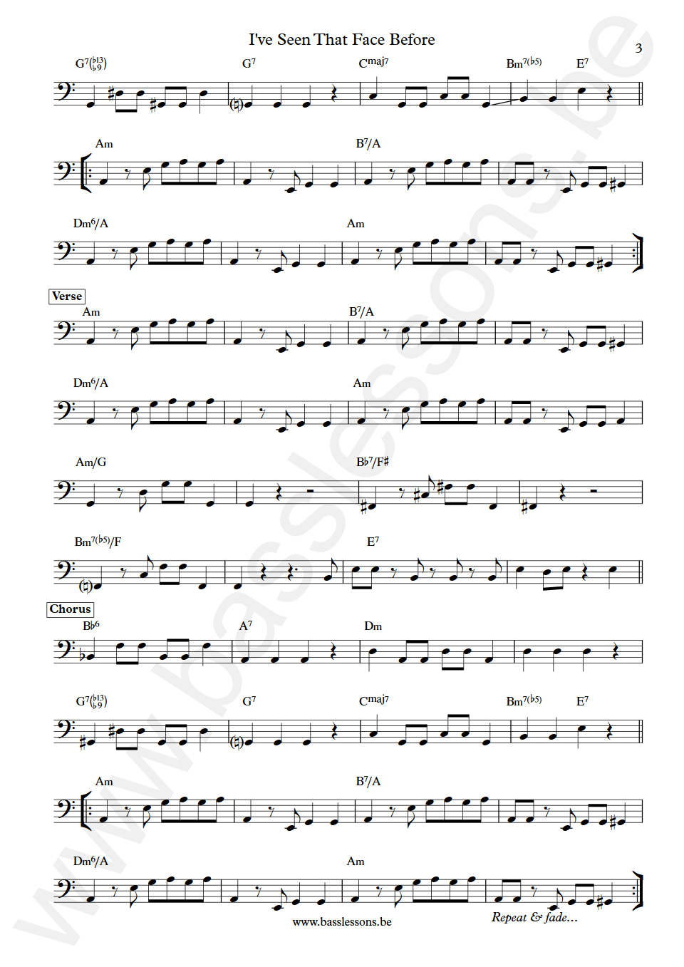 Grace Jones I've Seen That Face Before Robbie Shakespeare Bass Transcription part 3