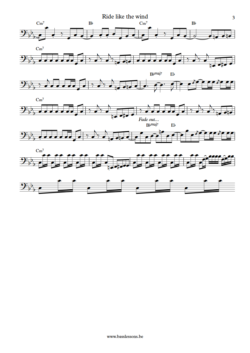 Christopher Cross Ride Like The Wind Andy Salmon Bass Transcription part 3