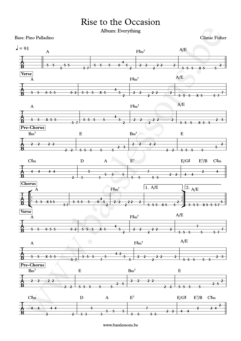 Climie Fisher Rise to the Occasion Pino Palladino Bass tab