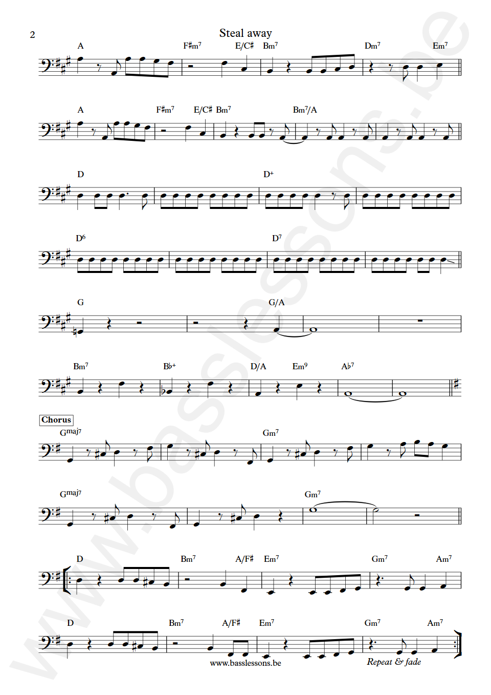 Robbie Dupree Steal Away Rick Chudacoff Bass Transcription part 2