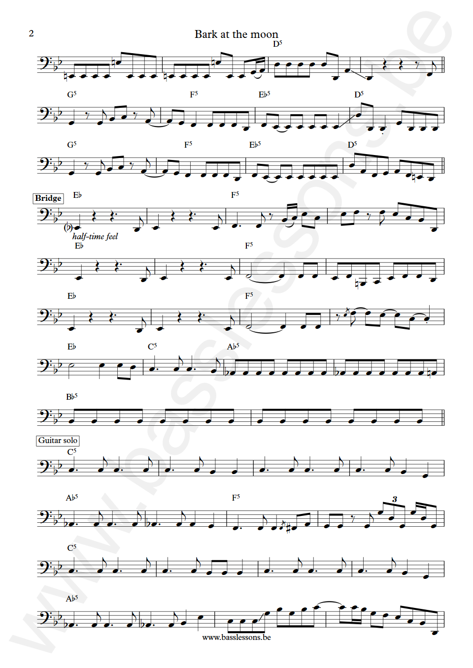 Ozzy Osbourne Bark at the Moon Robert Trujillo Bass Transcription part 2