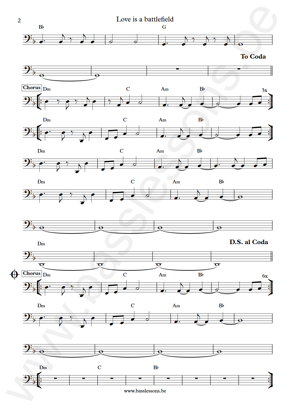 Pat Benatar Love is a battlefield Roger Capps Bass Transcription part 2