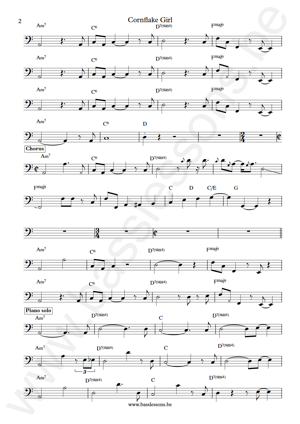 Tori Amos Cornflake Girl George Porter Jr. Bass Transcription part 2