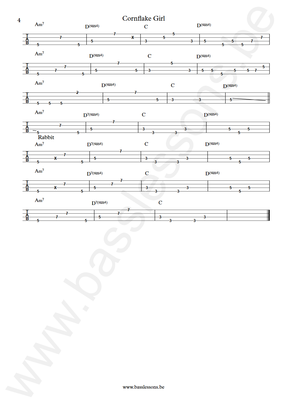 Tori Amos Cornflake Girl George Porter Jr. Bass Tab part 4