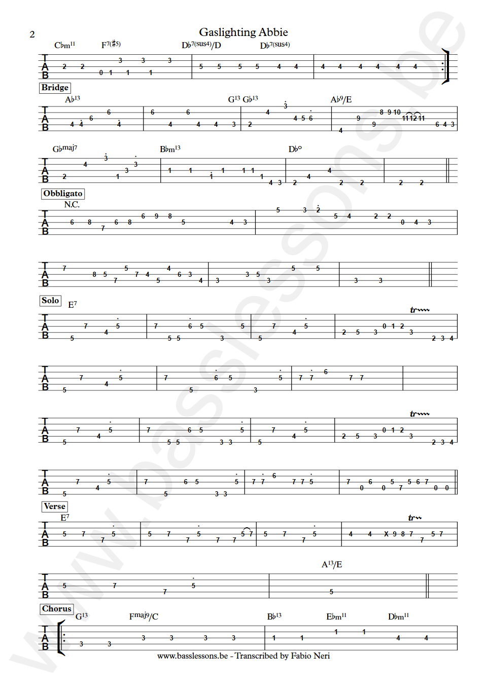 Steely Dan Gaslighting Abbie Tom Barney Bass Tab part 2