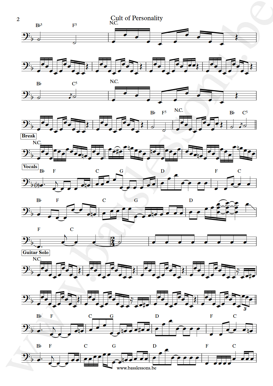 Living Colour Cult of Personality Muzz Skillings bass transcription part 2