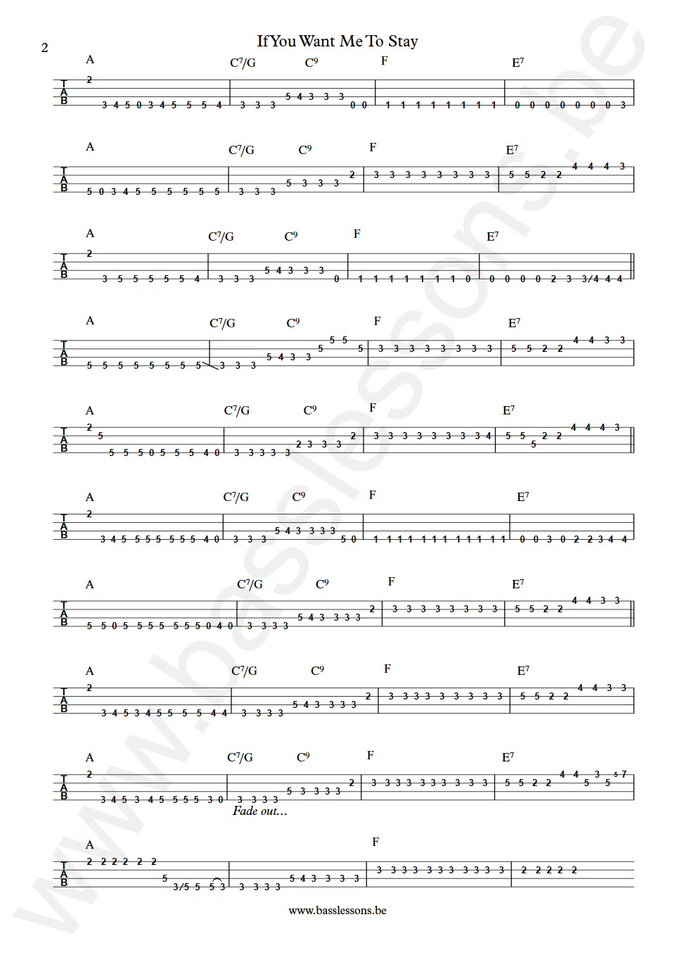 Sly & The Family Stone If You Want Me To Stay Rusty Allen Bass Tab part 2