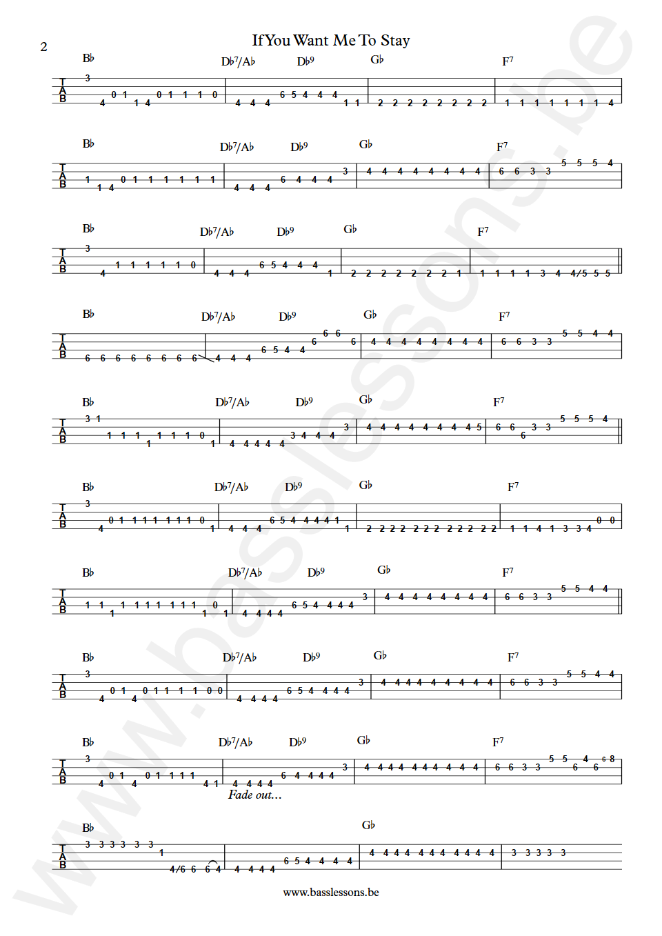 Sly & The Family Stone If You Want Me To Stay Rusty Allen Bass Tab version 2 part 2