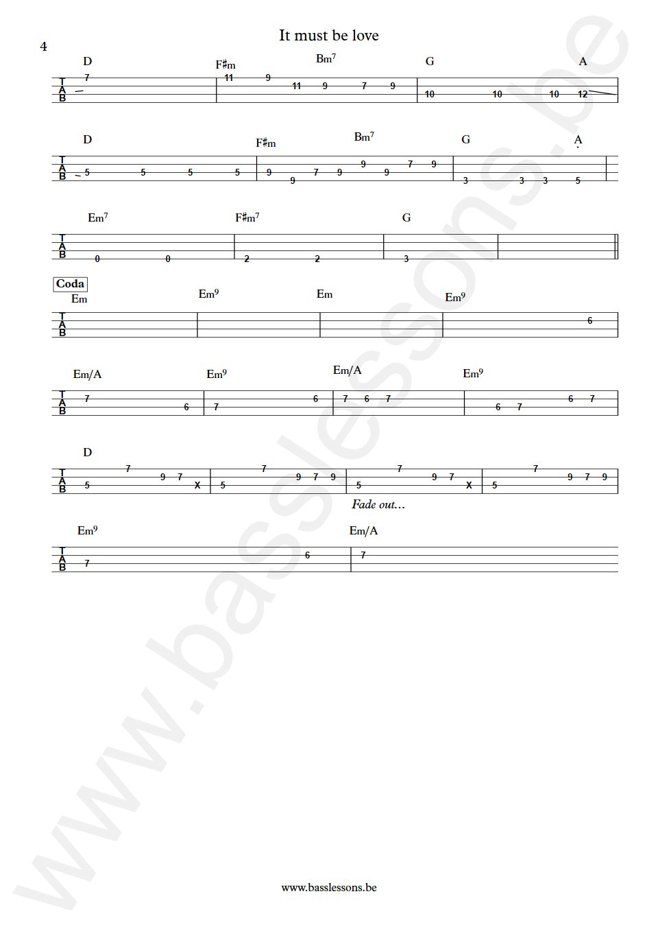 Labi Siffre It must be love Dave Richmond Bass Tab part 4