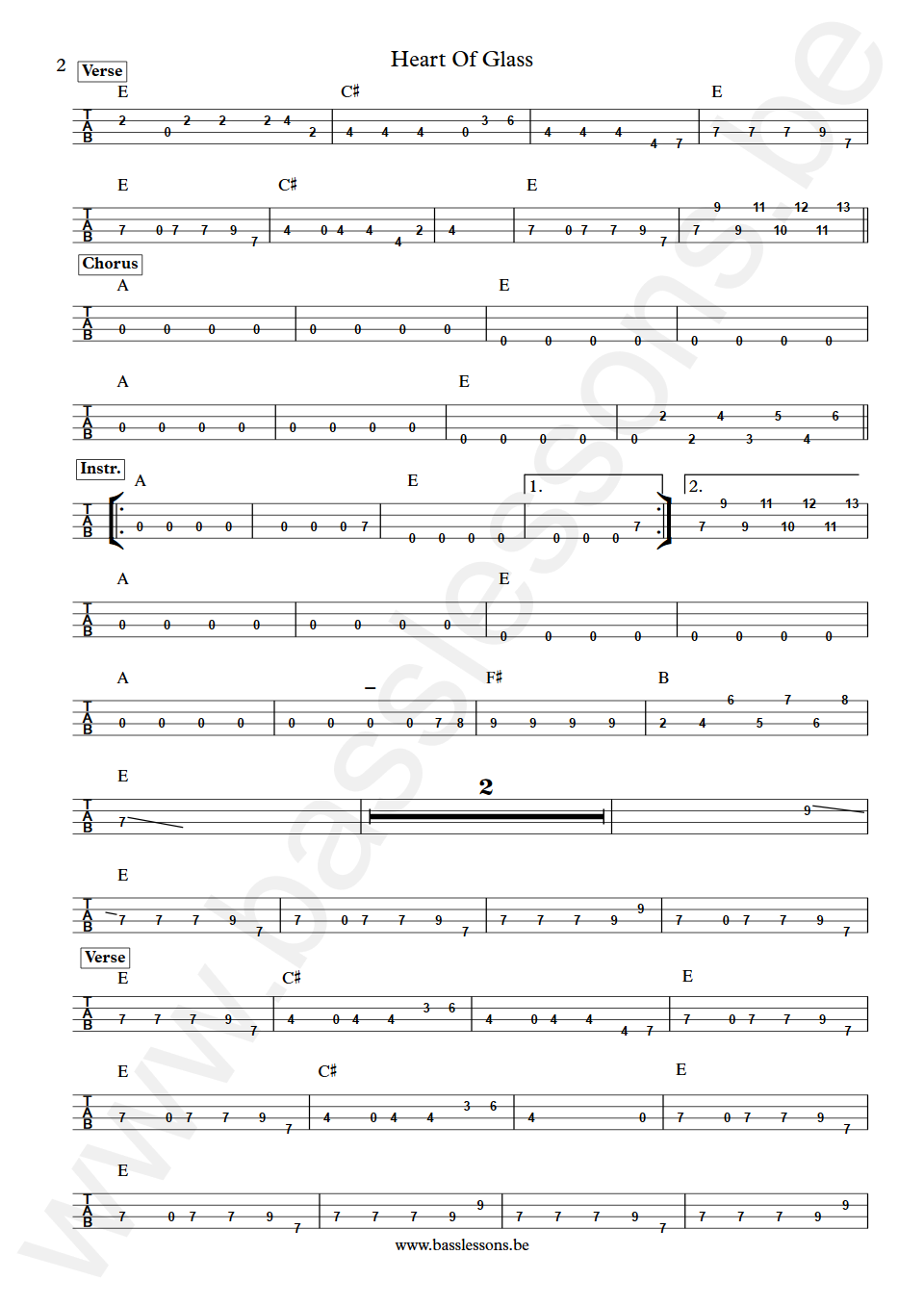 Blondie  Heart Of Glass Nigel Harrison Bass Tab part 2