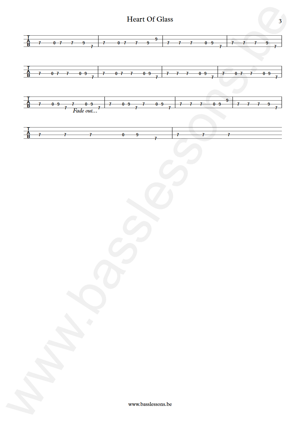 Blondie  Heart Of Glass Nigel Harrison Bass Tab part 3