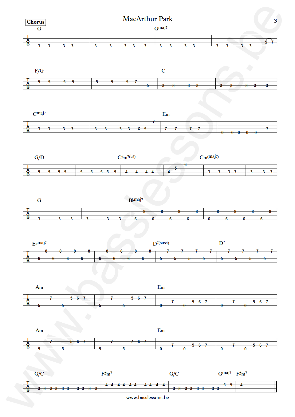 Donna Summer MacArthur Park Sal Guglielmi Bass Tab Part 3