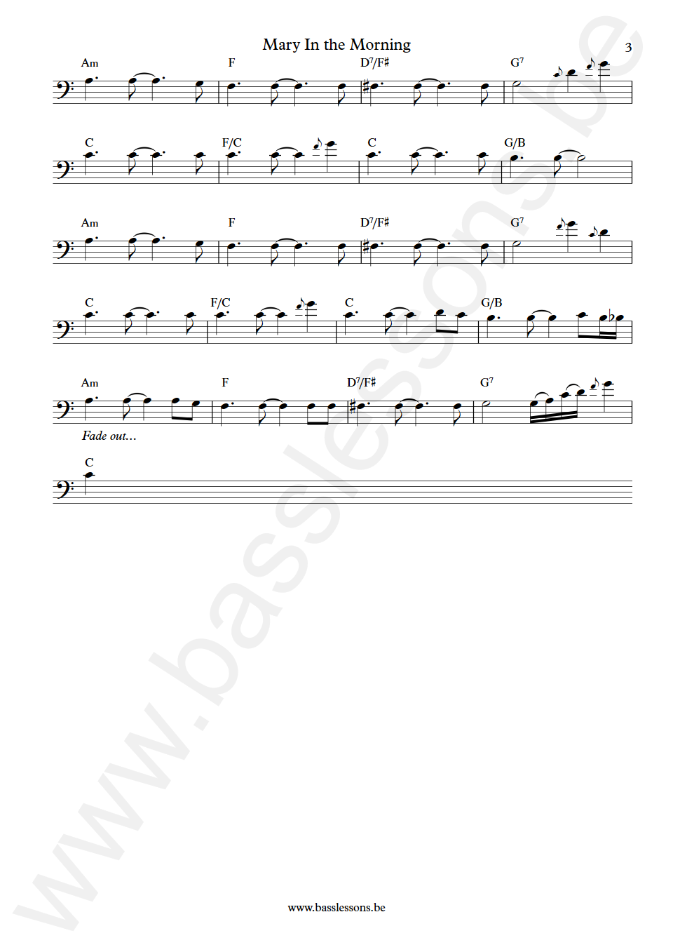 Elvis Presley Mary In the Morning Jerry Scheff Bass Transcription part 3