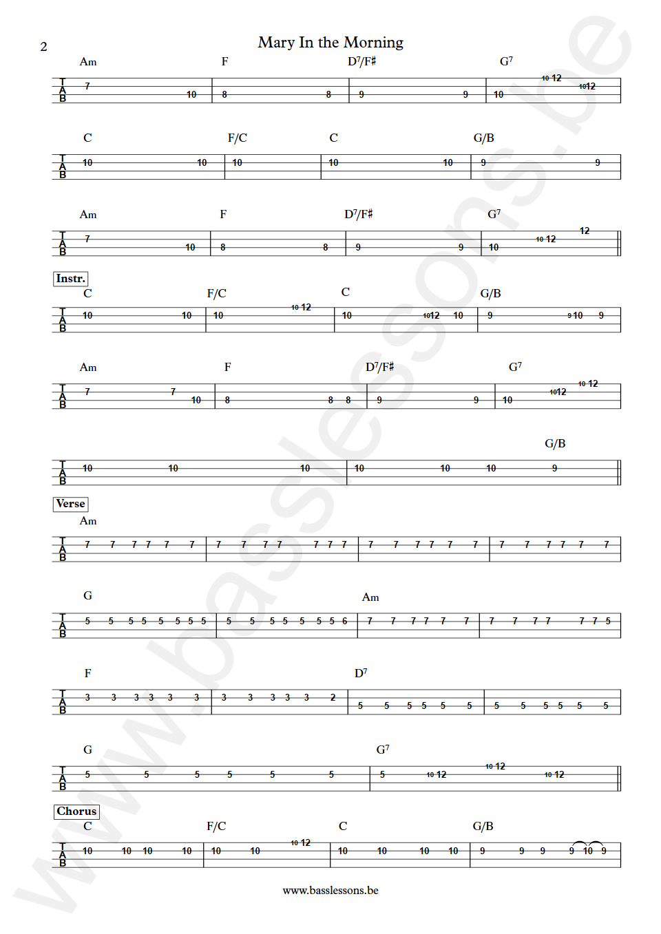 Elvis Presley Mary In the Morning Jerry Scheff Bass Tab part 2