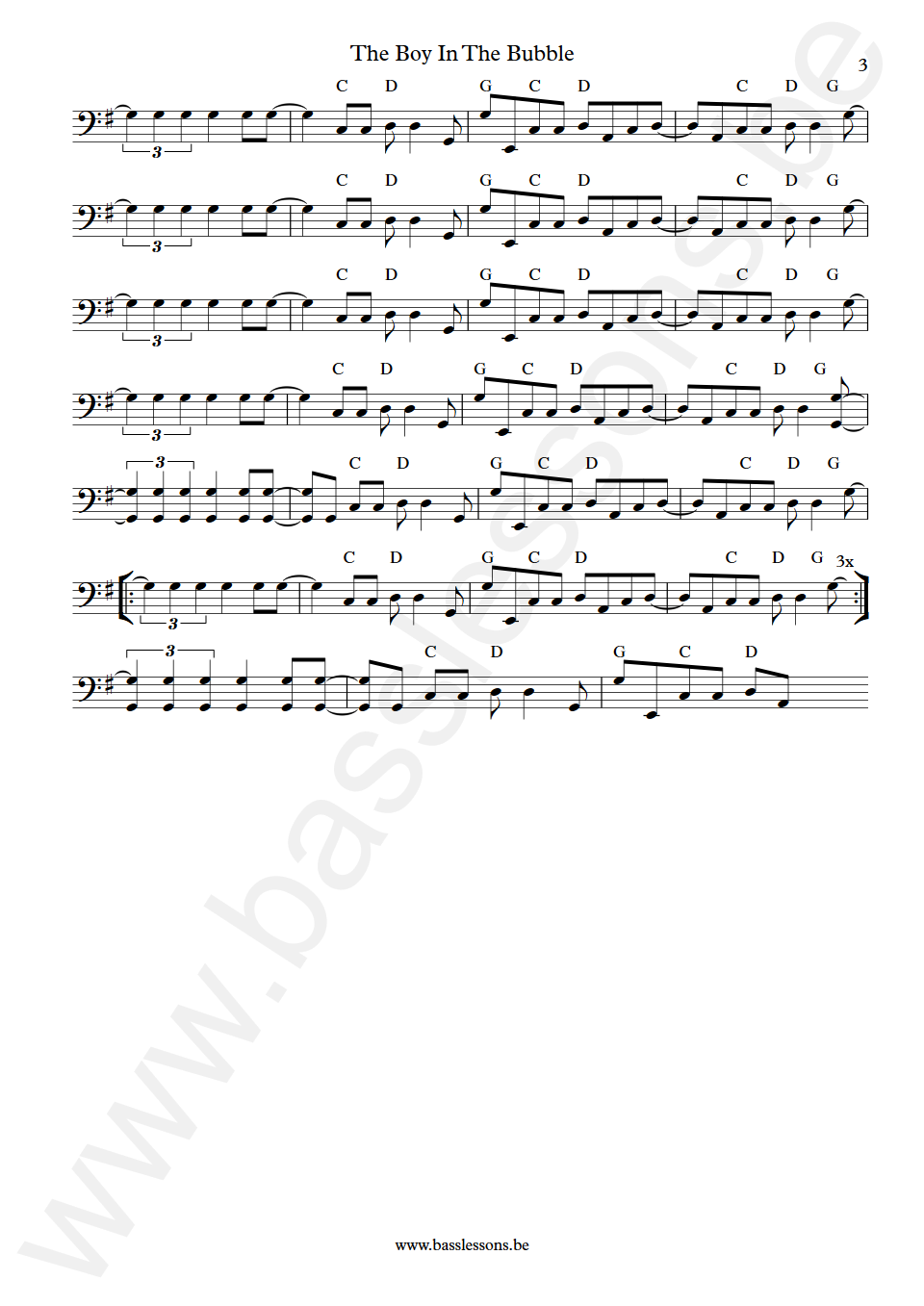 Paul Simon The Boy In The Bubble Bakithi Kumalo Bass Transcription part 3