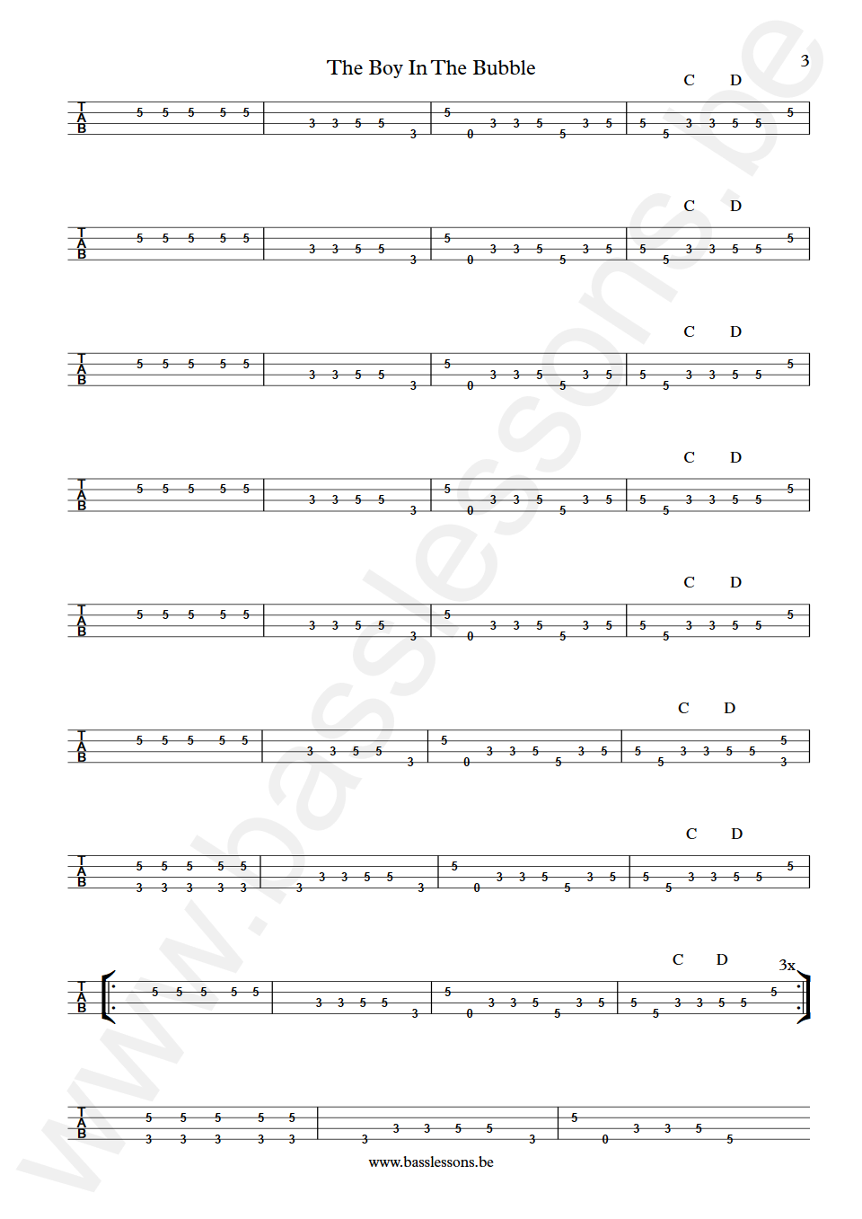 Paul Simon The Boy In The Bubble Bakithi Kumalo Bass Tab part 3
