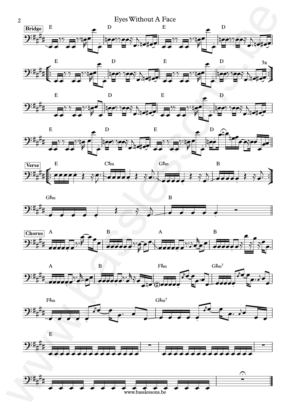 Billy Idol Eyes Without A Face Sal Cuevas Bass Transcription part 2