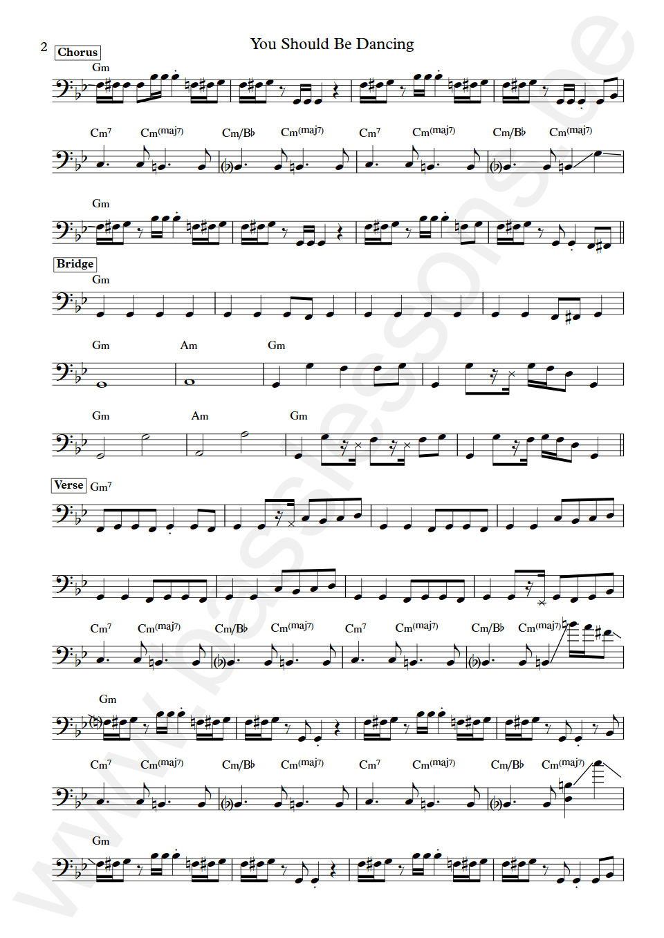 Bee Gees You Should Be Dancing Maurice Gibb Bass Transcription part 2